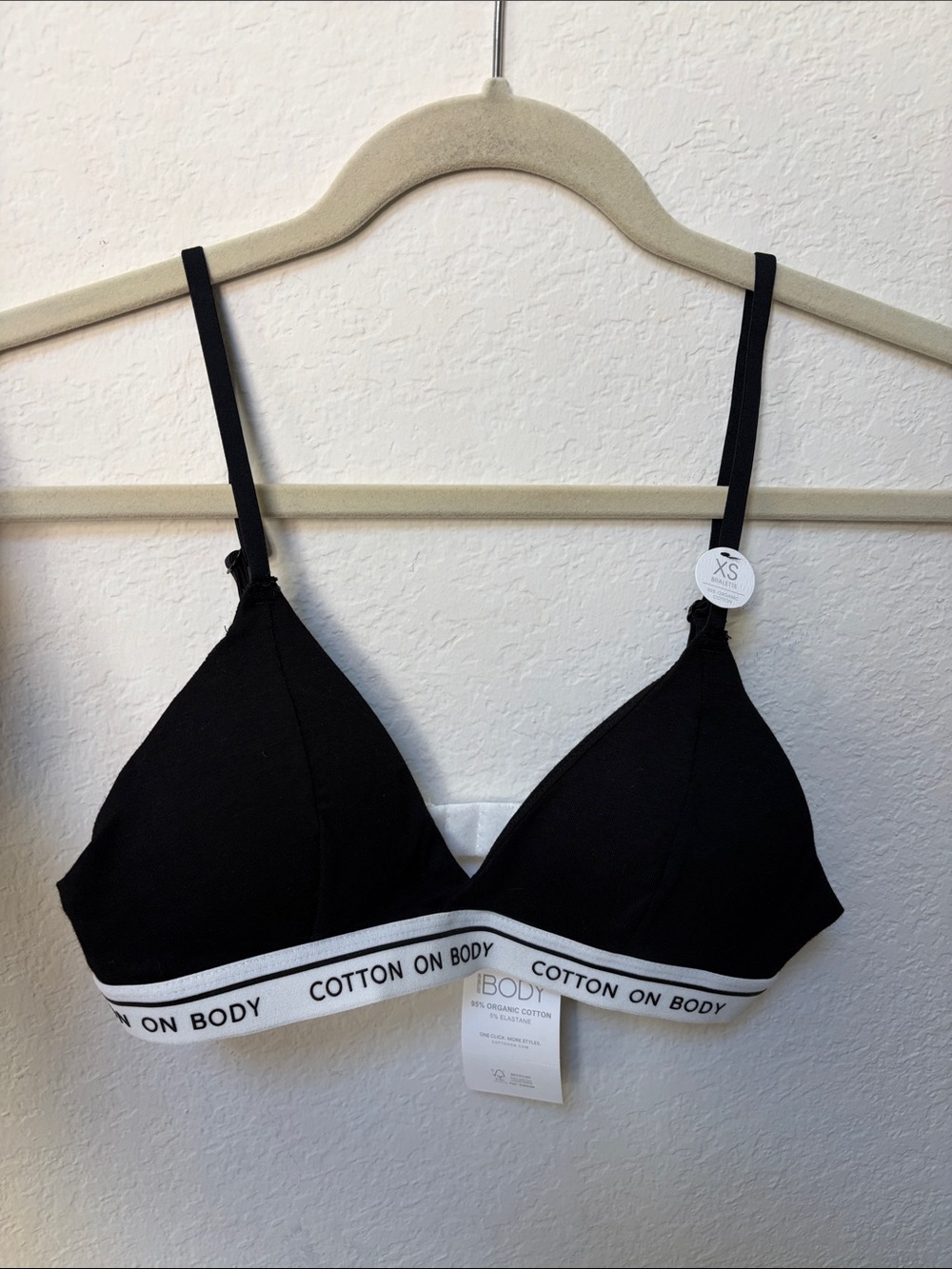 Cotton On Body Black Cotton Bralette with Branded Elastic Band